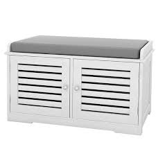 AndMakers White 28.74 in. Bedroom Bench with 2 Barn Doors W282P144349 - Refurbished