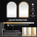 Roswell Estartit 24" x 40" Arched Aluminum Framed LED Wall Mirror