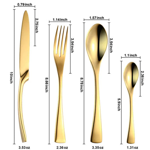 Lemeya 24 Piece Gold Modern Flatware Set 663591198312 - Like New