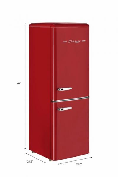 Unique 22 inch 7 cu Retro Bottom Mount Fridge UGP-215L R AC - Candy Red - Scratch and Dent