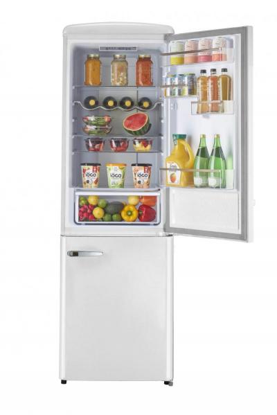 Unique 24 inch 12 cu Retro Bottom Mount Fridge *Frontal Damage* UGP-330L W AC - Marshmallow White - Scratch and Dent