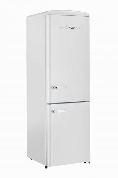 Unique 24 inch 12 cu Retro Bottom Mount Fridge *Frontal Damage* UGP-330L W AC - Marshmallow White - Scratch and Dent