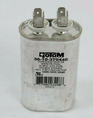 Rotom Dual Oval Voltage Run Capacitor 10 MFD, 370/440V