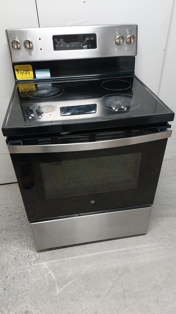Used GE Stainless Steel Glass Top Range with Self Clean